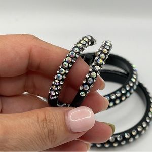 Lucite & AB Rhinestone Bangle Bracelets and matching Earrings